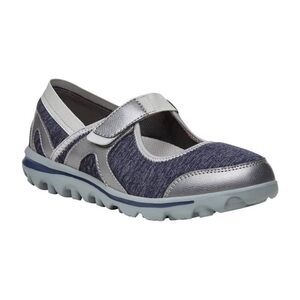 Propet Women's Onalee Mary Janes Blue Silver Jersey Fabric Slip On Size 10